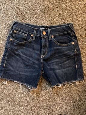 Ariat Dark Blue Frayed Hem Denim Shorts